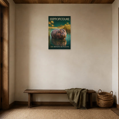 Affiche Hippopotame, les reflets du fleuve dans une entrée ou un couloir - Art Virtuoso