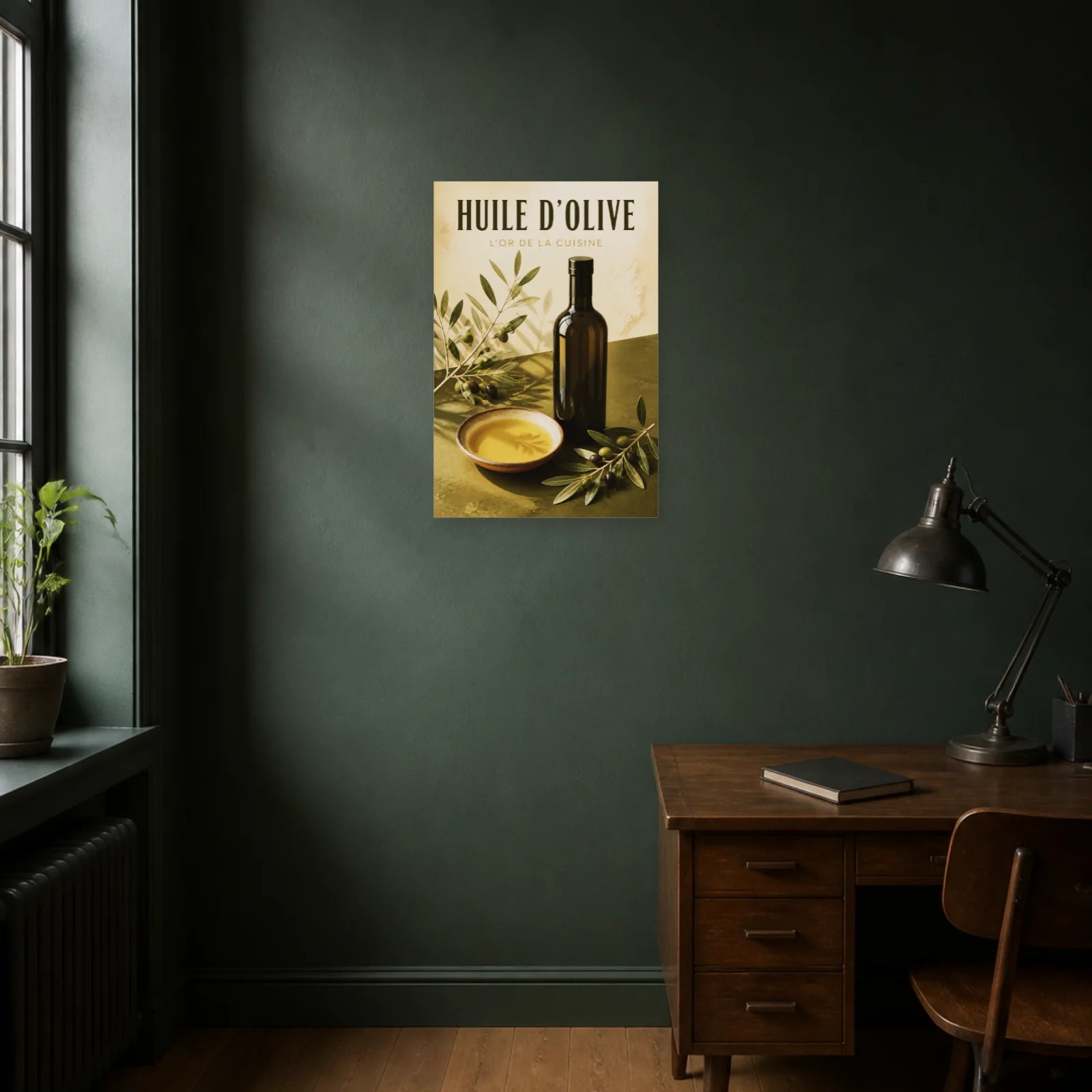 Affiche Huile d’Olive – L’Or de la Cuisine dans un bureau - Art Virtuoso