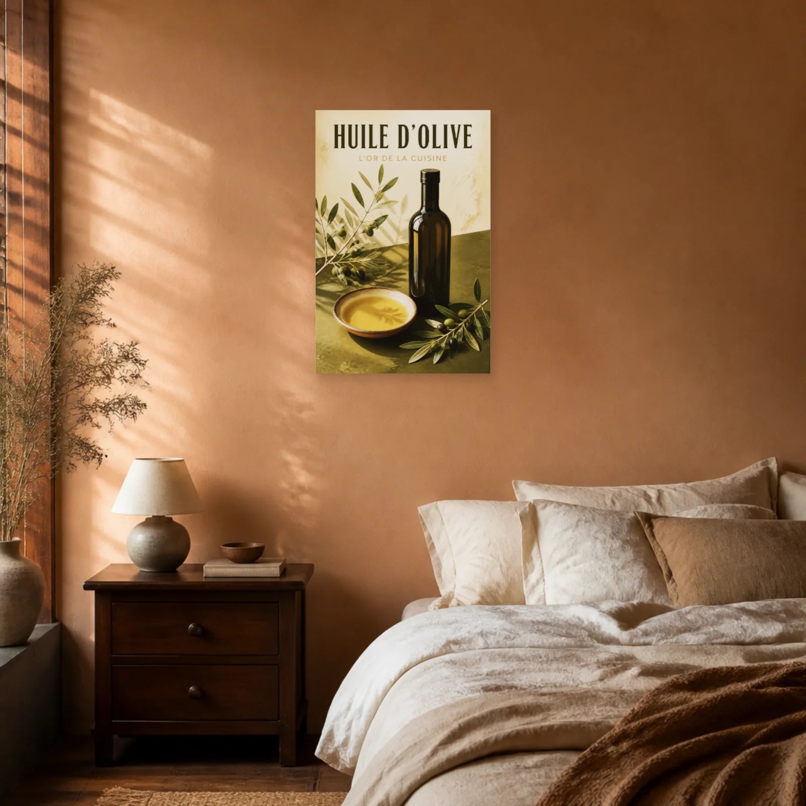 Affiche Huile d’Olive – L’Or de la Cuisine dans une chambre - Art Virtuoso