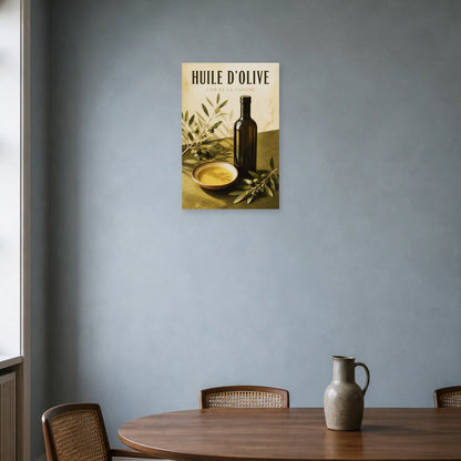 Affiche Huile d’Olive – L’Or de la Cuisine dans une salle à manger - Art Virtuoso