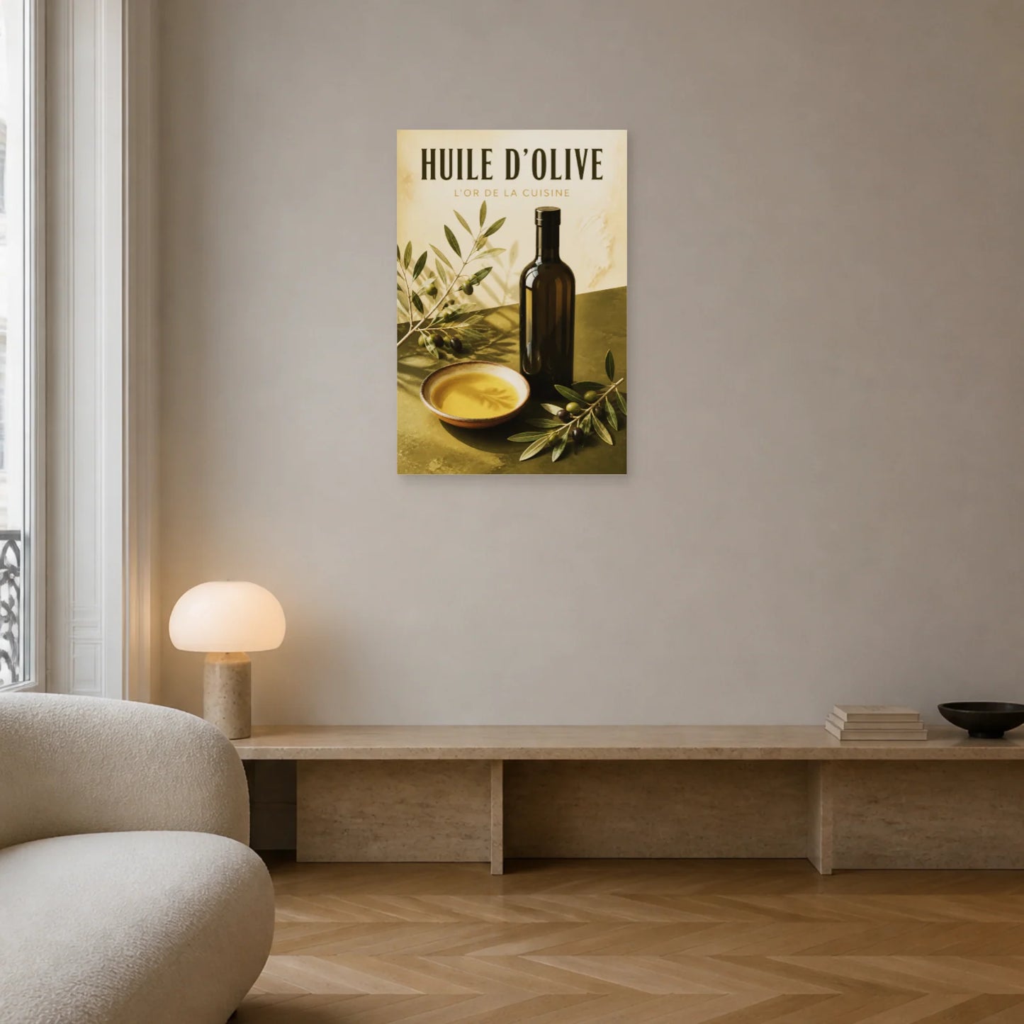 Affiche Huile d’Olive – L’Or de la Cuisine dans un salon - Art Virtuoso