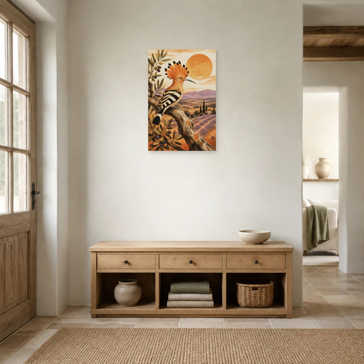 Affiche Huppe fasciée - Lumière de Provence dans une entrée ou un couloir - Art Virtuoso