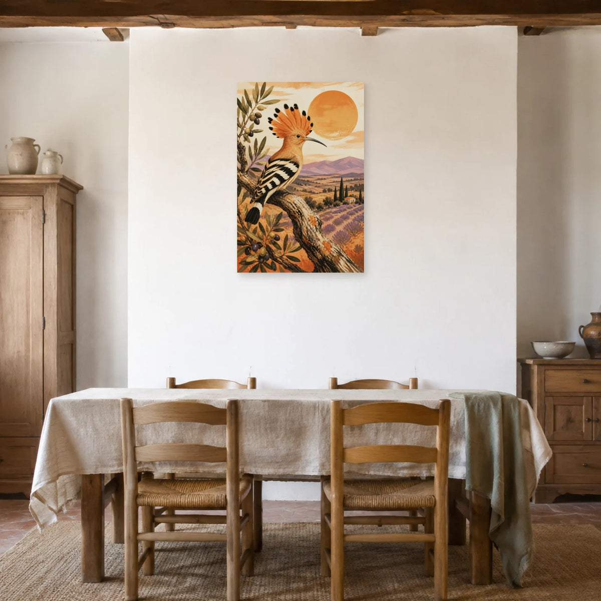 Affiche Huppe fasciée - Lumière de Provence dans une salle à manger - Art Virtuoso
