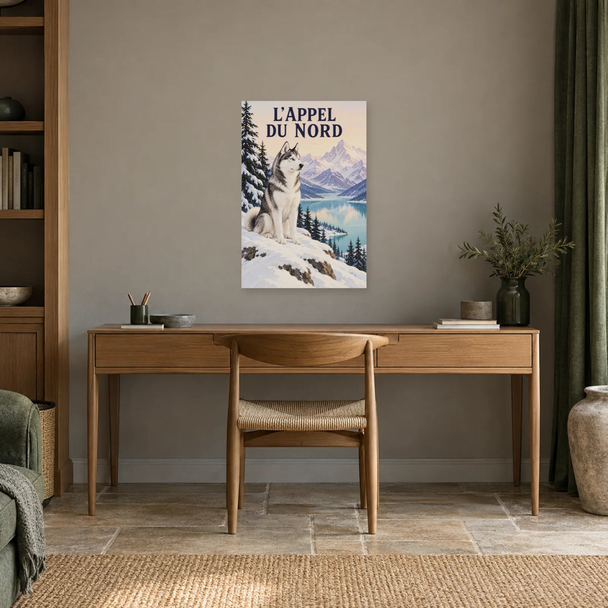 Affiche Husky - L'appel du Nord dans un bureau - Art Virtuoso