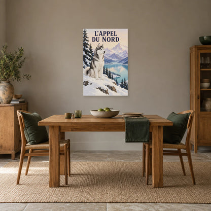 Affiche Husky - L'appel du Nord dans une salle à manger - Art Virtuoso