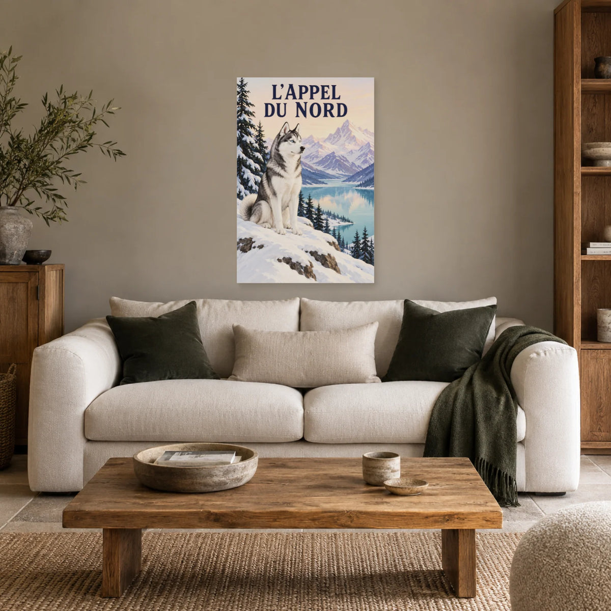 Affiche Husky - L'appel du Nord dans un salon - Art Virtuoso