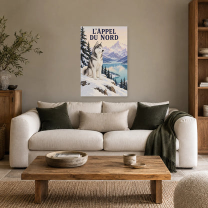 Affiche Husky - L'appel du Nord dans un salon - Art Virtuoso