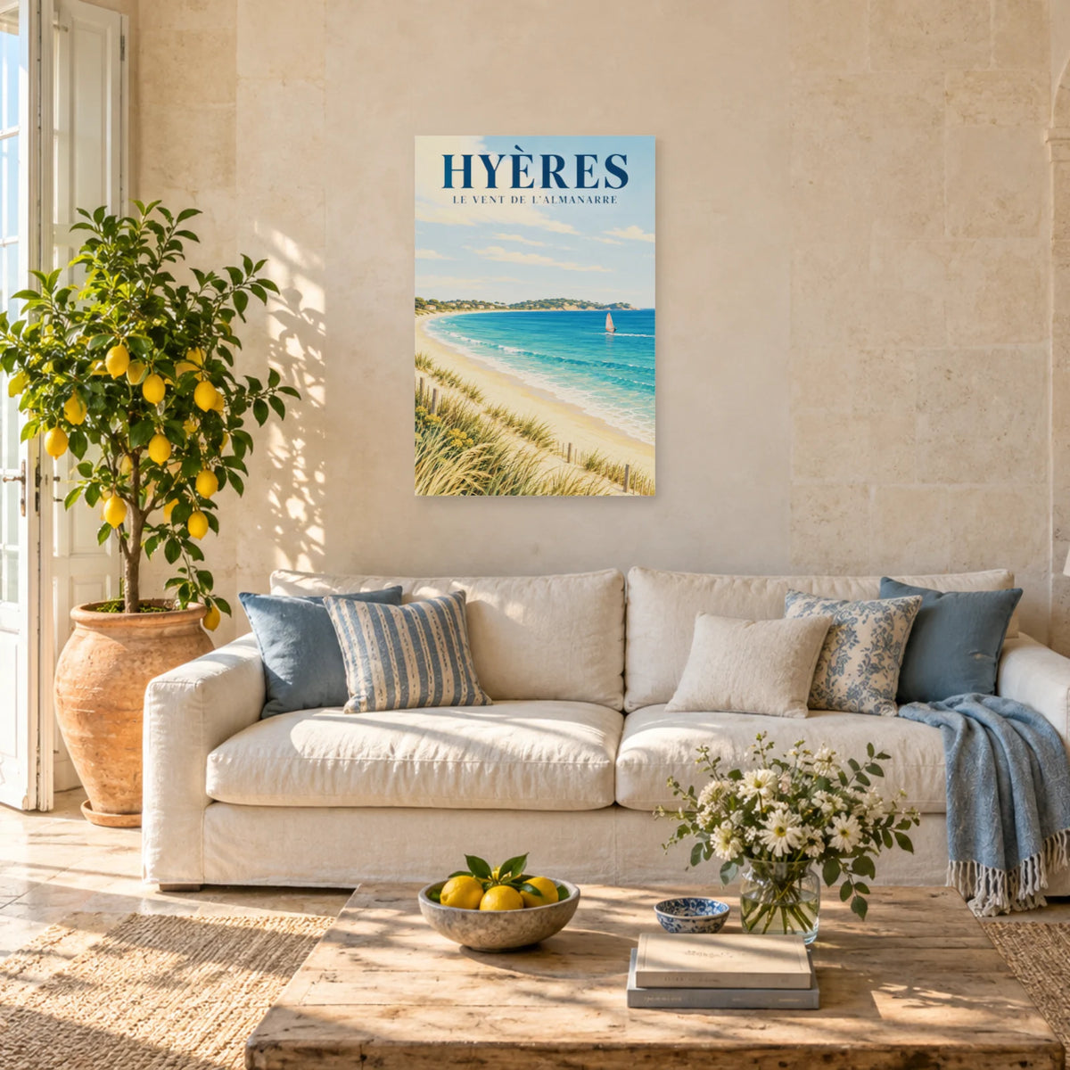 Affiche Hyères - Le vent de l'Almanarre dans un salon - Art Virtuoso