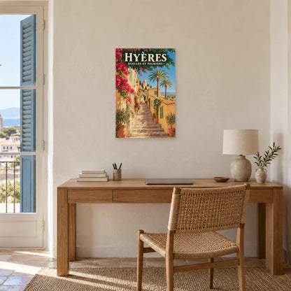Affiche Hyères - Ruelles et palmiers dans un bureau - Art Virtuoso