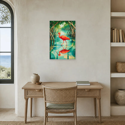 Affiche Ibis rouge dans la mangrove dans un bureau - Art Virtuoso