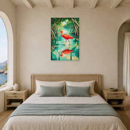 Affiche Ibis rouge dans la mangrove dans une chambre - Art Virtuoso