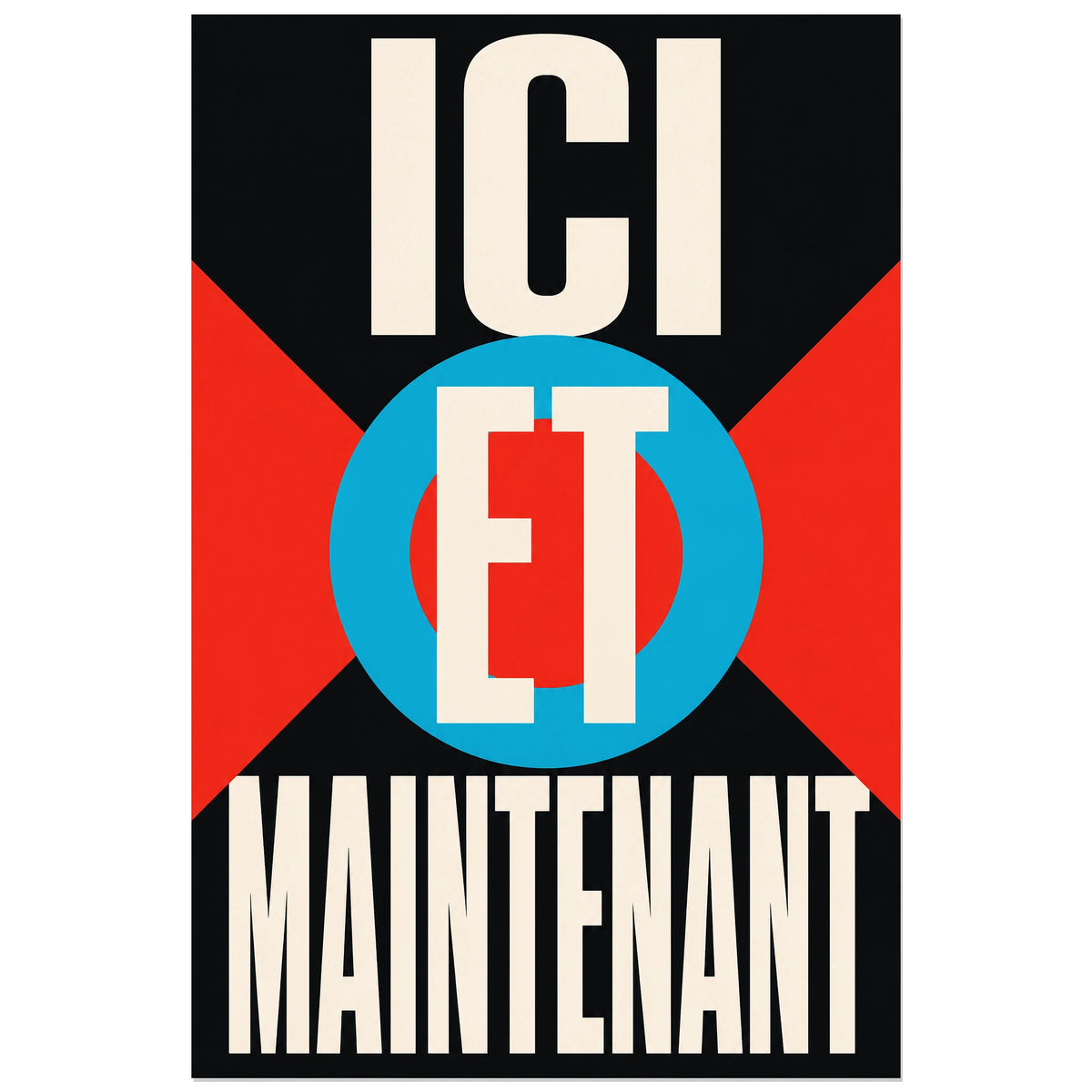 Affiche Ici et maintenant – Cible graphique, art graphique géométrique verticale, format 30 × 45 cm