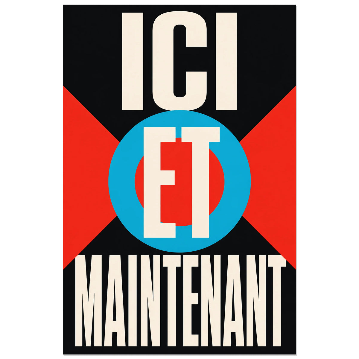 Affiche Ici et maintenant – Cible graphique, art graphique géométrique verticale, format 60 × 90 cm