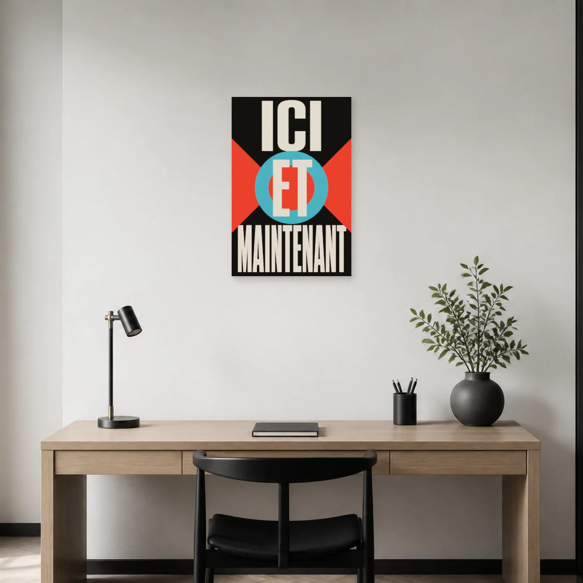 Affiche Ici et maintenant – Cible graphique dans un bureau - Art Virtuoso
