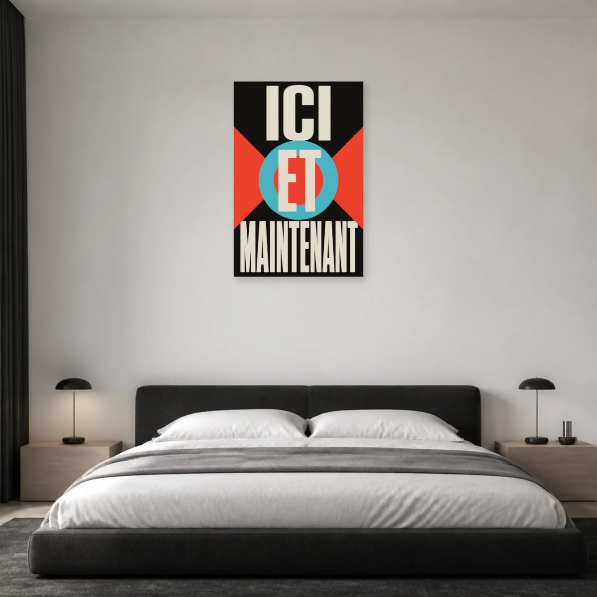 Affiche Ici et maintenant – Cible graphique dans une chambre - Art Virtuoso