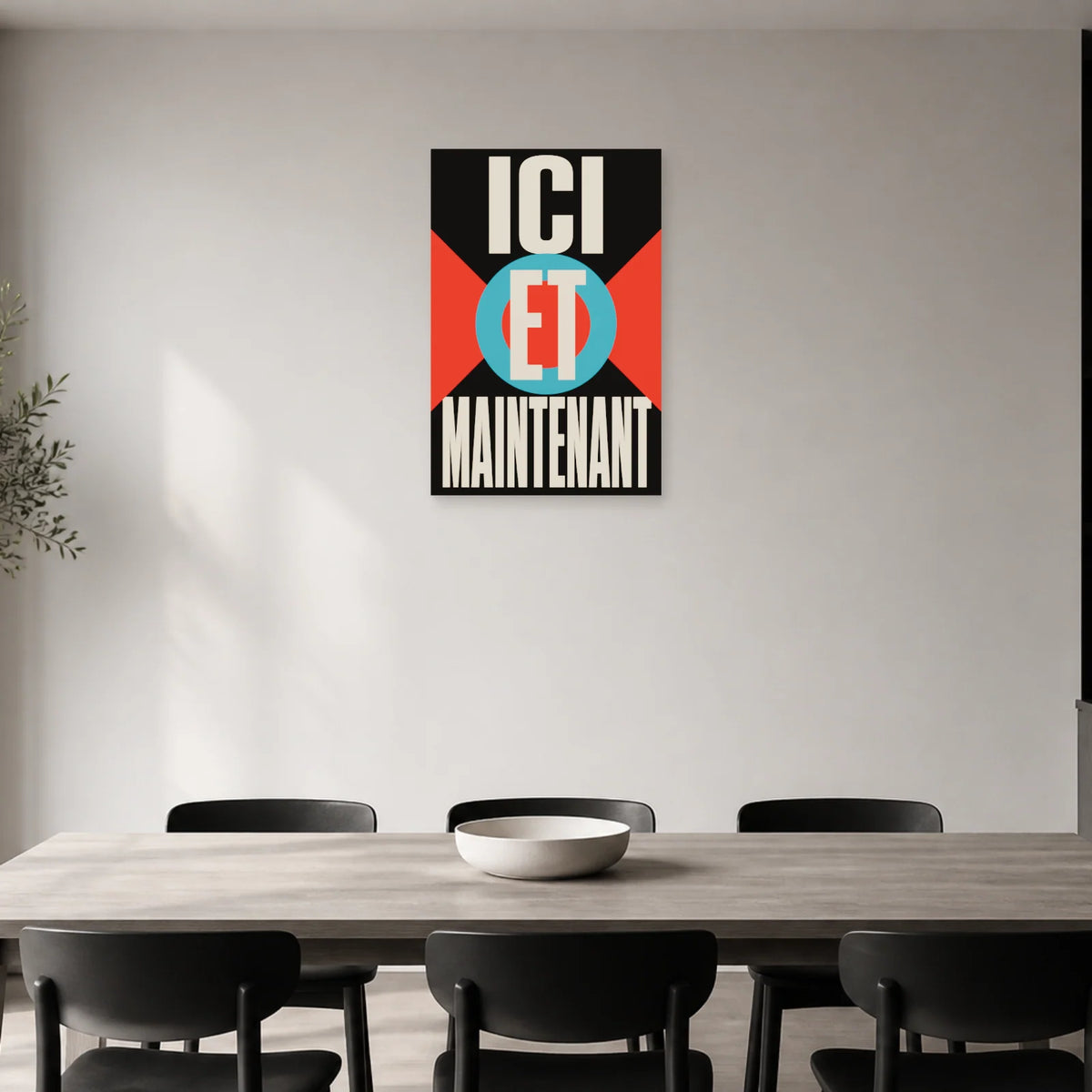 Affiche Ici et maintenant – Cible graphique dans une salle à manger - Art Virtuoso
