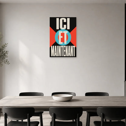Affiche Ici et maintenant – Cible graphique dans une salle à manger - Art Virtuoso