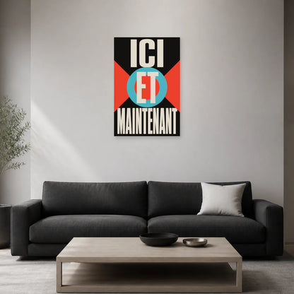 Affiche Ici et maintenant – Cible graphique dans un salon - Art Virtuoso