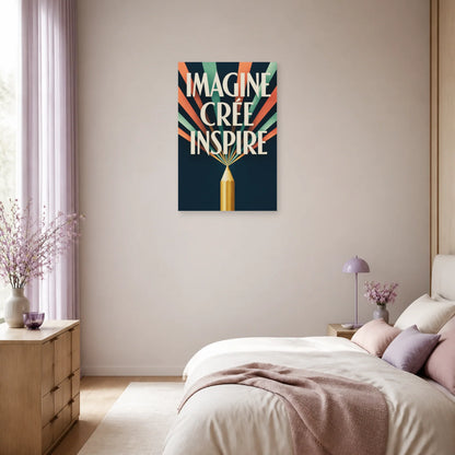 Affiche Imagine Crée Inspire – Crayon rayonnant dans une chambre - Art Virtuoso