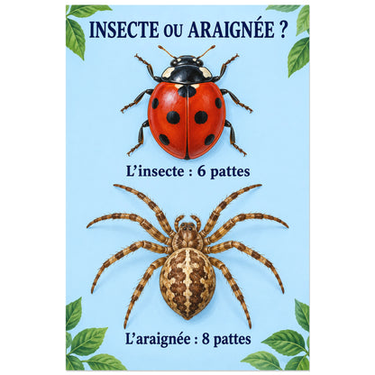 Insecte à six pattes et araignée à huit pattes, affiche 40 × 60 cm