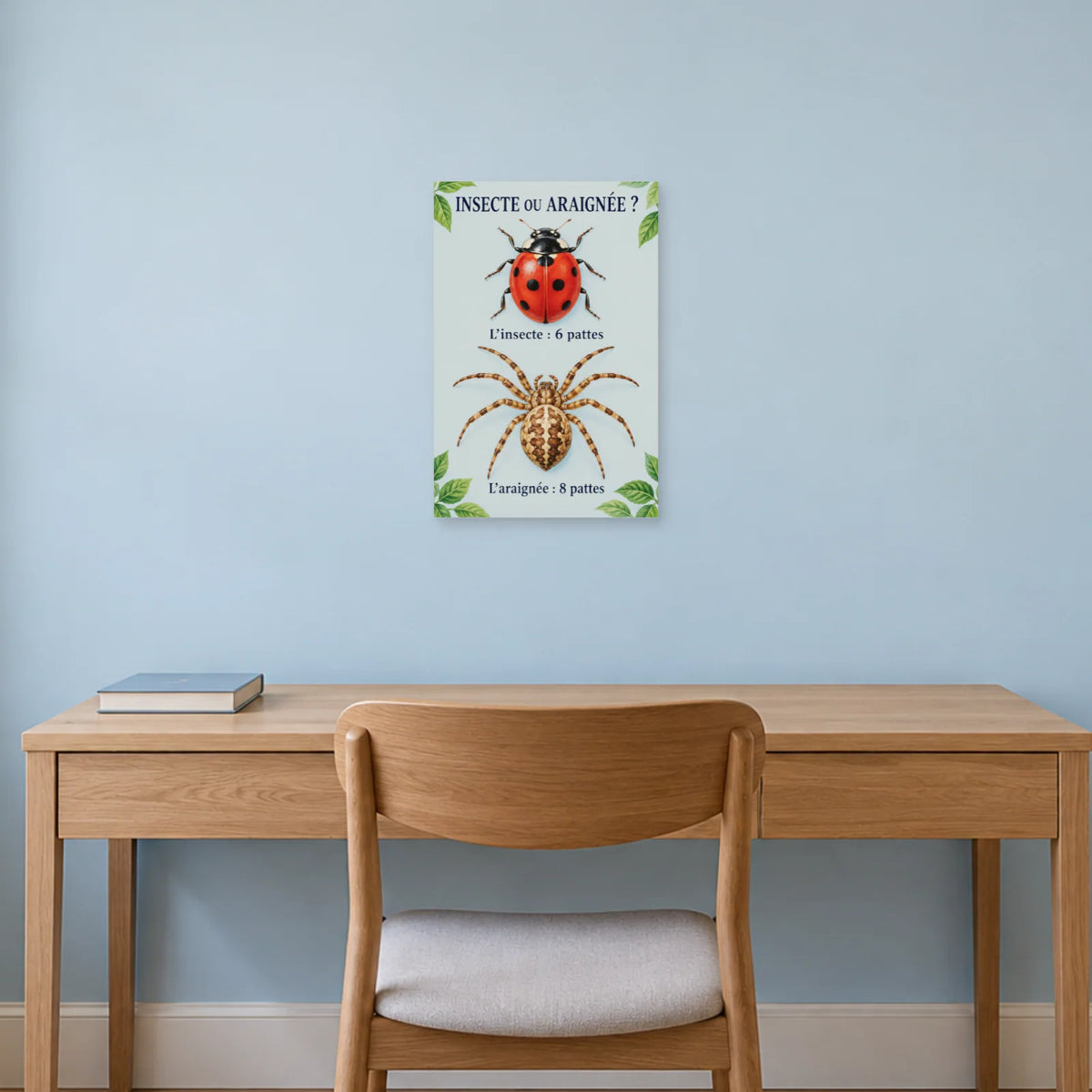 Affiche Insecte et araignée - Compter les pattes dans un bureau - Art Virtuoso