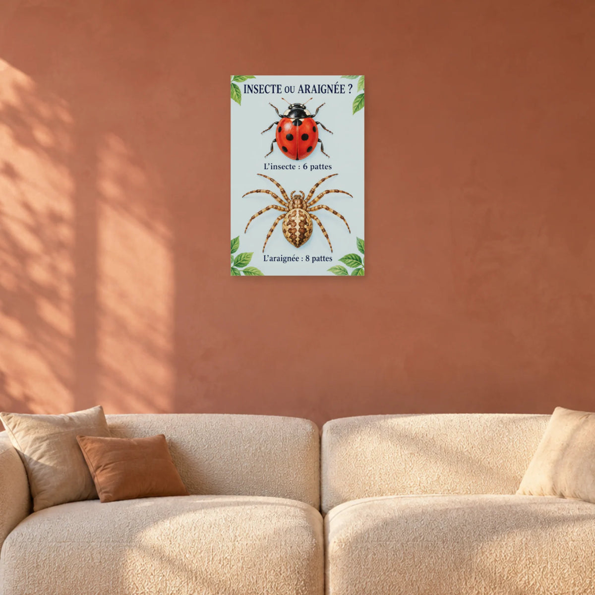 Affiche Insecte et araignée - Compter les pattes dans un salon - Art Virtuoso