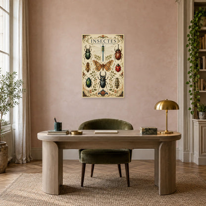 Affiche Insectes vintage – Cabinet d’entomologie dans un bureau - Art Virtuoso