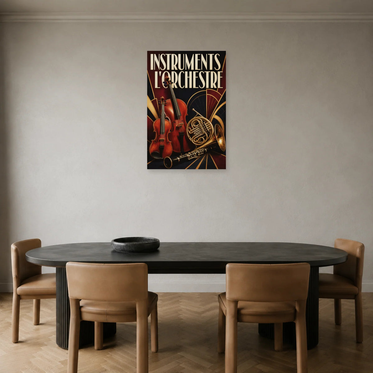 Affiche Instruments - L orchestre dans une salle à manger - Art Virtuoso