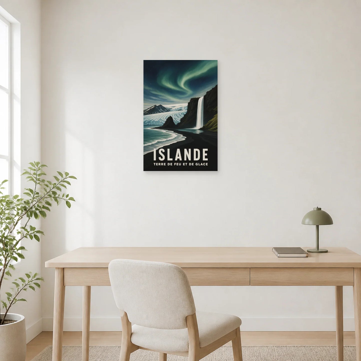 Affiche Islande – Terre de Feu et de Glace dans un bureau - Art Virtuoso