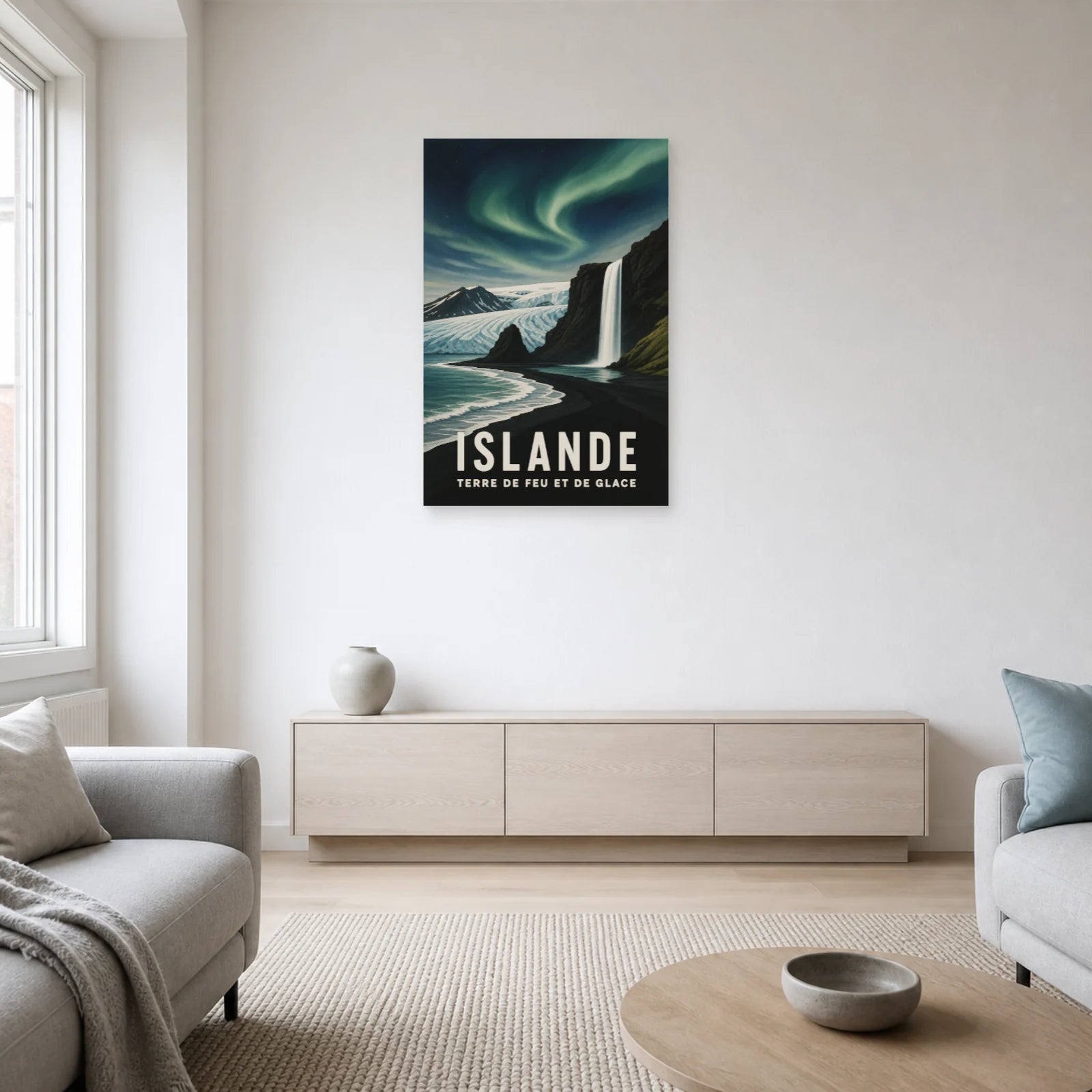 Affiche Islande – Terre de Feu et de Glace dans un salon - Art Virtuoso