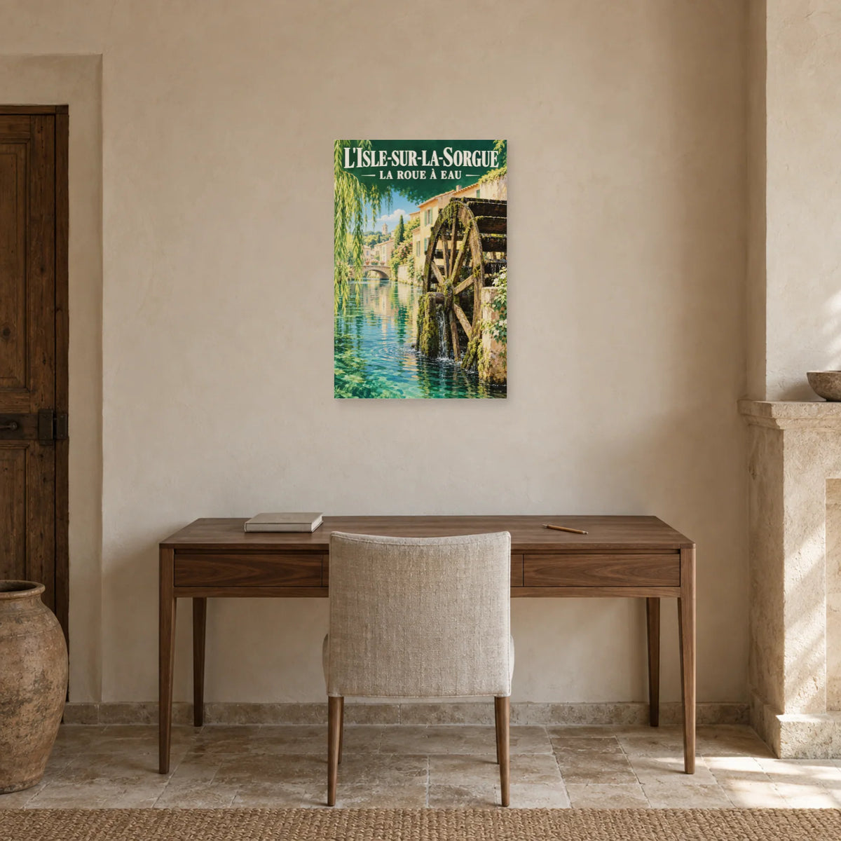 Affiche L'Isle-sur-la-Sorgue Roue à eau dans un bureau - Art Virtuoso