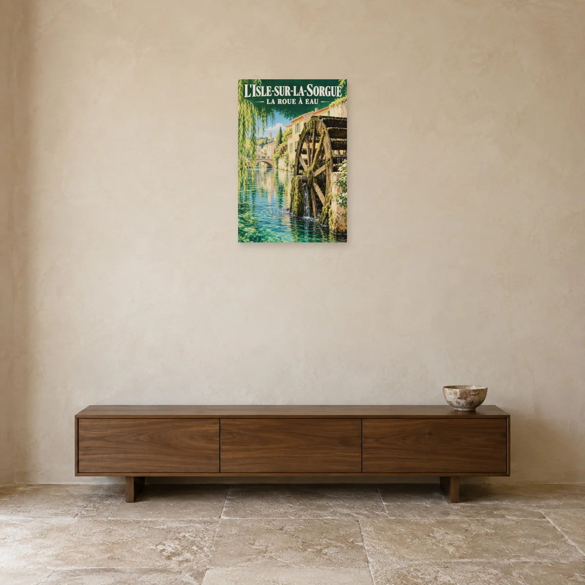 Affiche L'Isle-sur-la-Sorgue Roue à eau dans une entrée ou un couloir - Art Virtuoso