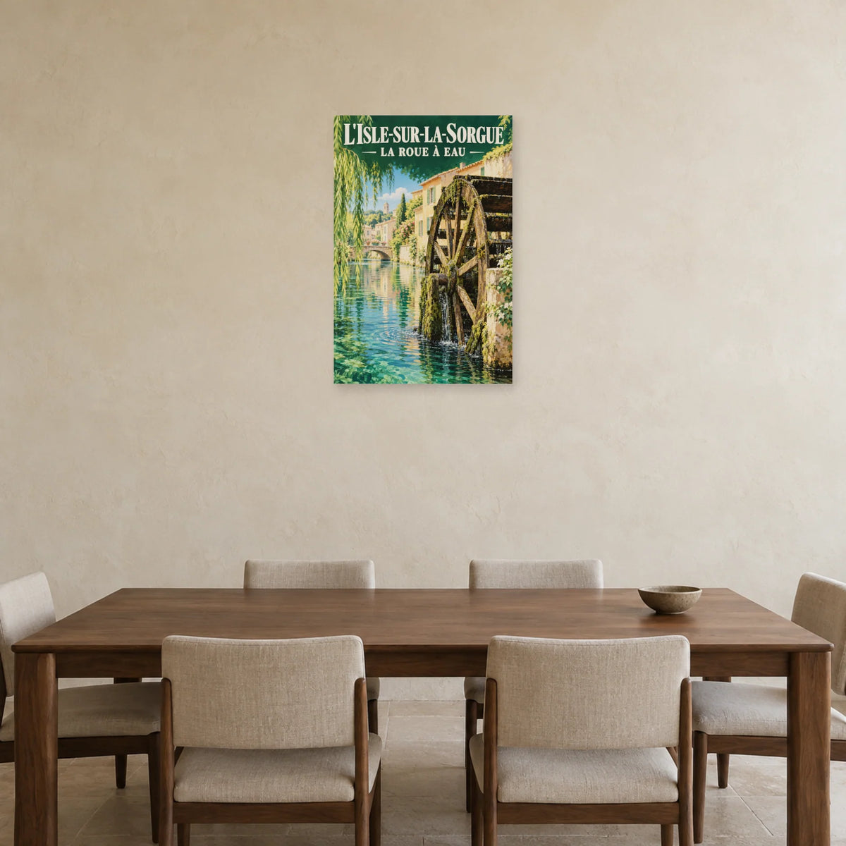 Affiche L'Isle-sur-la-Sorgue Roue à eau dans une salle à manger - Art Virtuoso