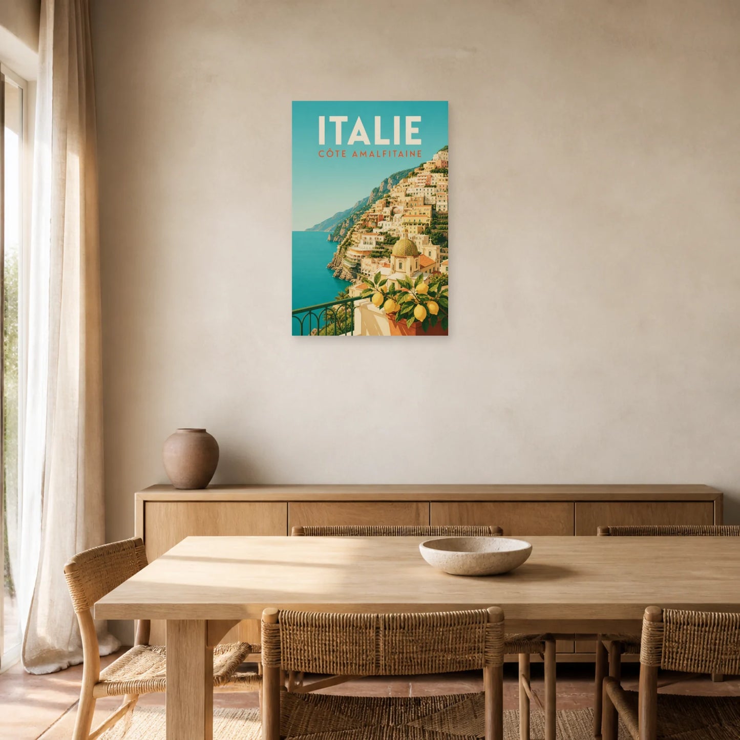 Affiche Italie – Côte Amalfitaine dans une salle à manger - Art Virtuoso