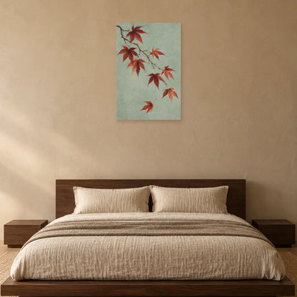Affiche Japandi Branche d'érable cuivrée dans une chambre - Art Virtuoso