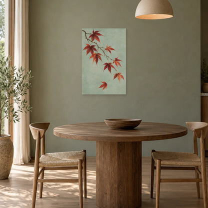 Affiche Japandi Branche d'érable cuivrée dans une salle à manger - Art Virtuoso