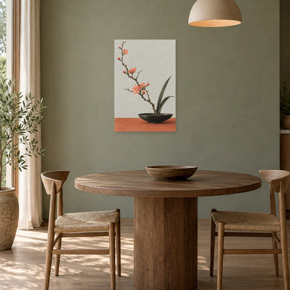 Affiche Japandi Ikebana au coing fleuri dans une salle à manger - Art Virtuoso