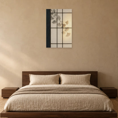 Affiche Japandi Shoji et ombre de feuille dans une chambre - Art Virtuoso