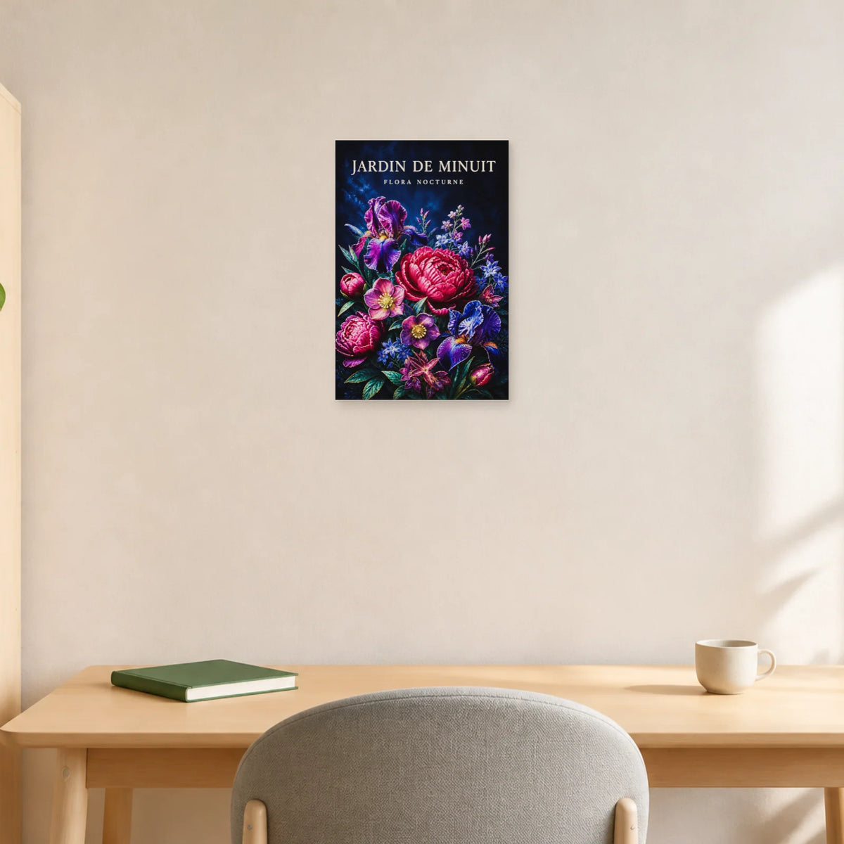 Affiche Jardin de Minuit – Flora Nocturne dans un bureau - Art Virtuoso