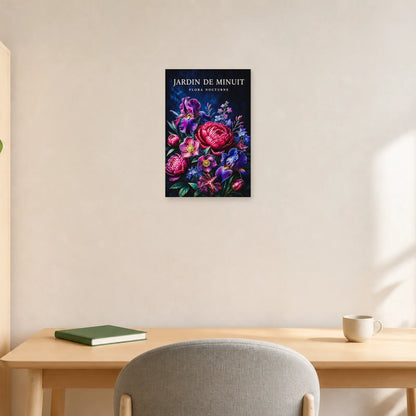 Affiche Jardin de Minuit – Flora Nocturne dans un bureau - Art Virtuoso