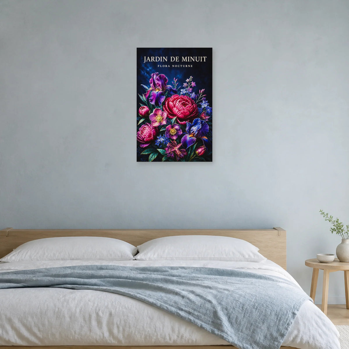 Affiche Jardin de Minuit – Flora Nocturne dans une chambre - Art Virtuoso