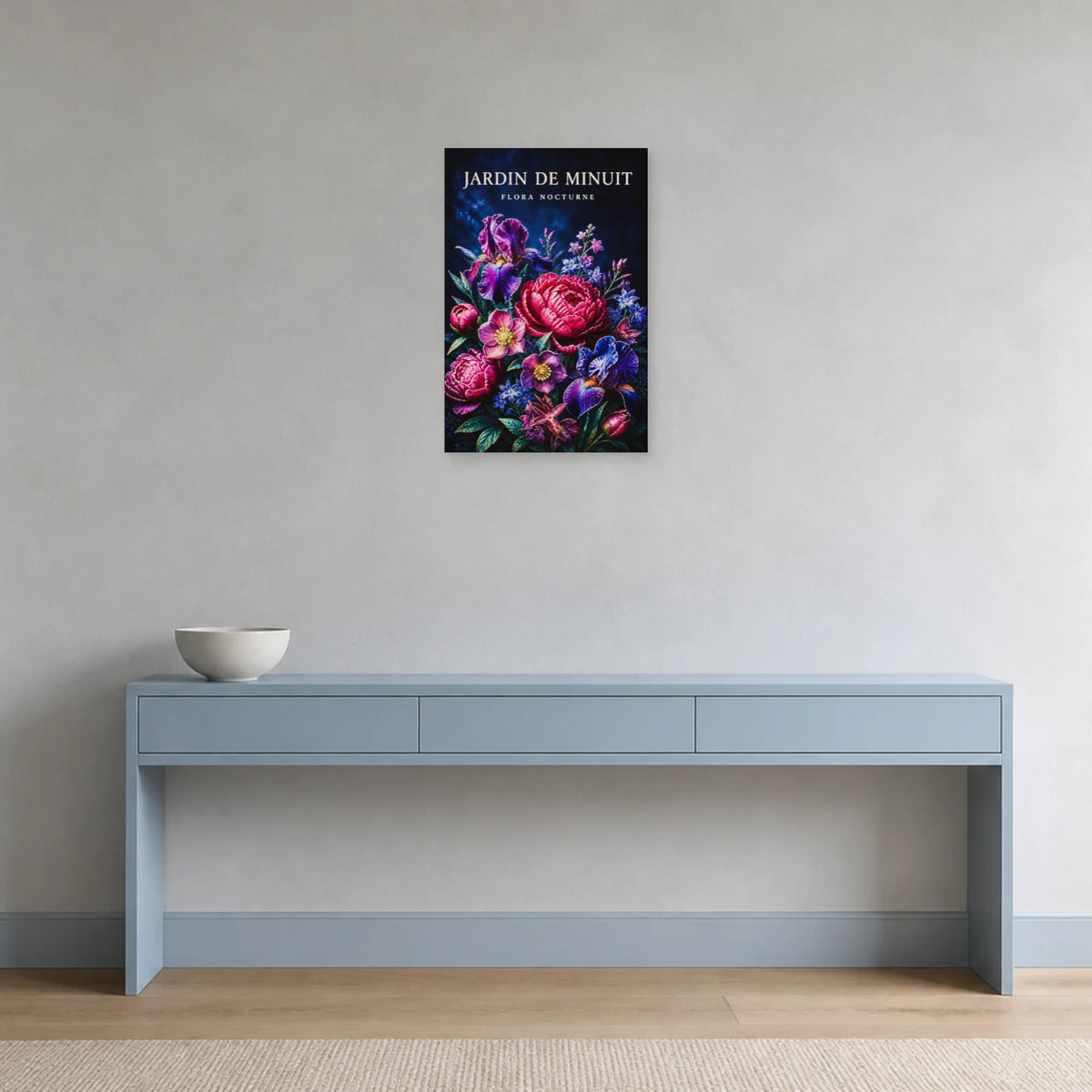 Affiche Jardin de Minuit – Flora Nocturne dans une entrée ou un couloir - Art Virtuoso