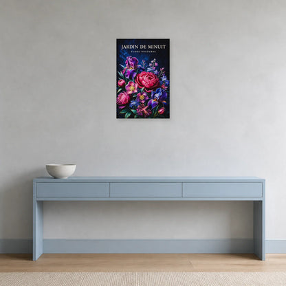 Affiche Jardin de Minuit – Flora Nocturne dans une entrée ou un couloir - Art Virtuoso