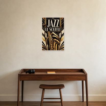 Affiche Jazz Art déco – Le souffle dans un bureau - Art Virtuoso
