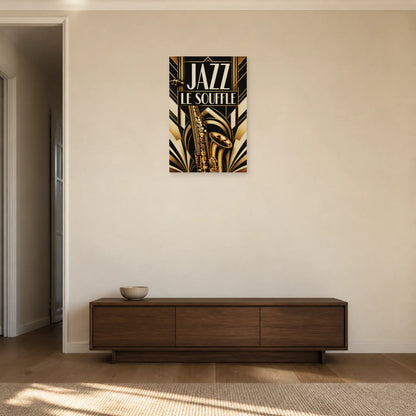Affiche Jazz Art déco – Le souffle dans une entrée ou un couloir - Art Virtuoso