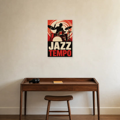 Affiche Jazz et batterie – Tempo dans un bureau - Art Virtuoso