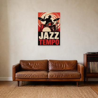 Affiche Jazz et batterie – Tempo dans un salon - Art Virtuoso