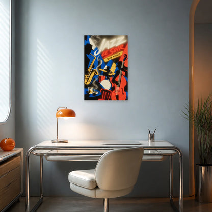 Affiche Jazz Ce Soir – Club Minuit dans un bureau - Art Virtuoso