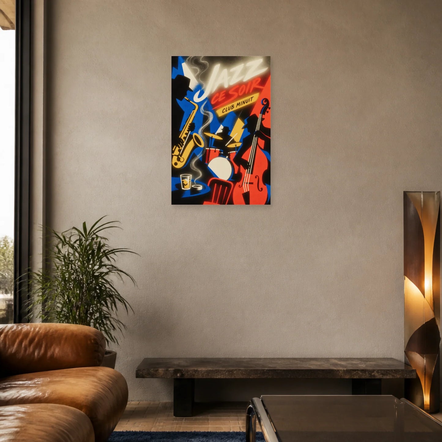 Affiche Jazz Ce Soir – Club Minuit dans un salon - Art Virtuoso
