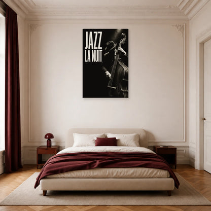 Affiche Jazz noir et blanc - La nuit dans une chambre - Art Virtuoso
